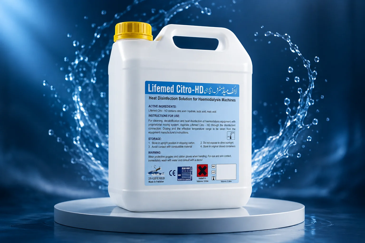 LIFEMED Citro-HD heat disinfection solution container, 5 litre